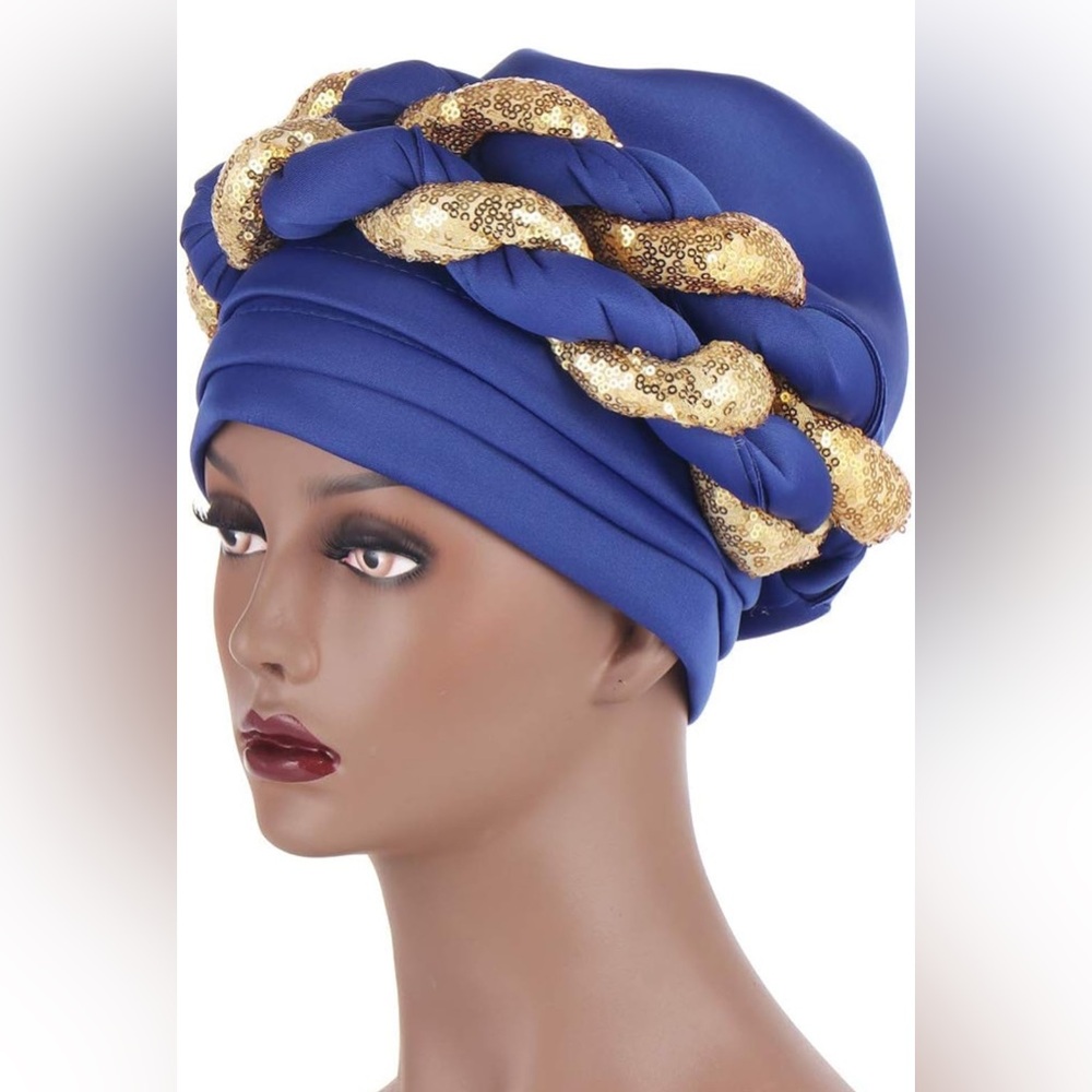 Elegant Blue and Gold Women's Hat